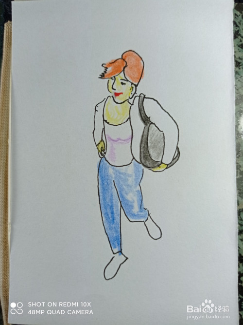 怎样画简笔画潇洒背包的女人?