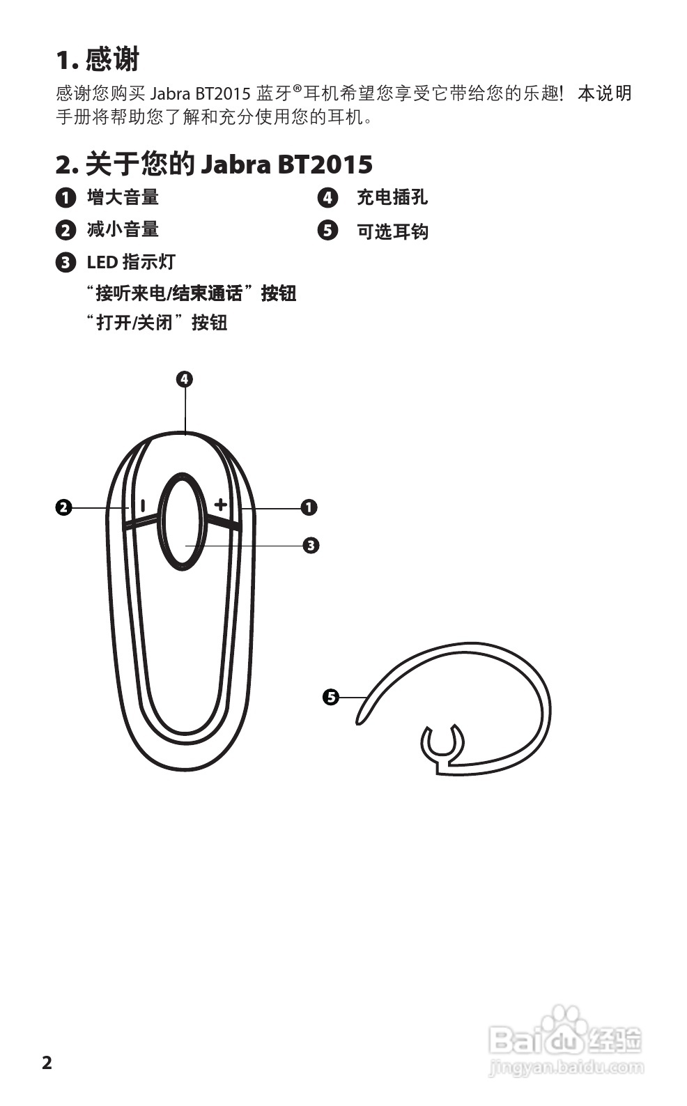 捷波朗bt2015蓝牙耳机使用说明书