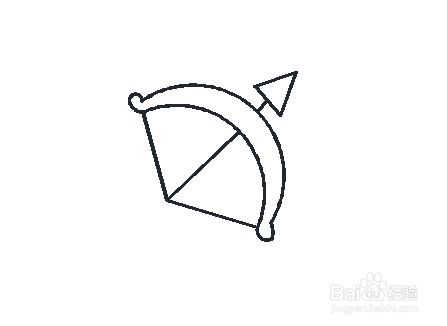 然后画出弓箭和箭头部分,主要由直线组成.