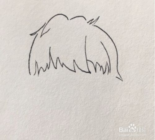 在白纸中间偏上的位置画出帅气的头发,刘海要分组画更容易把握.