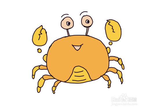 怎么画儿童彩色简笔画卡通动物小螃蟹?