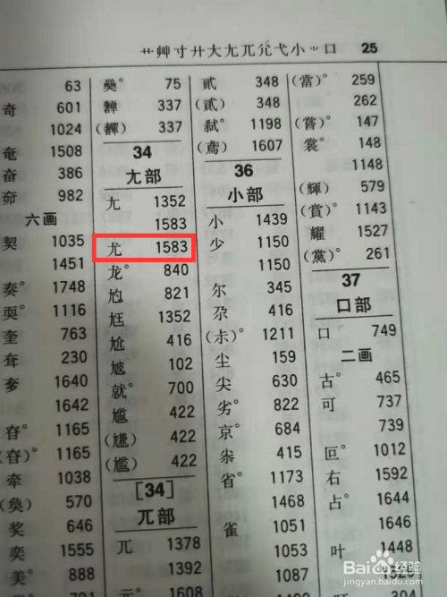 尤字按照什么部首查字典