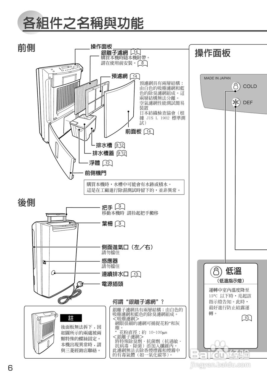 三菱mj-e16a-h除湿机说明书