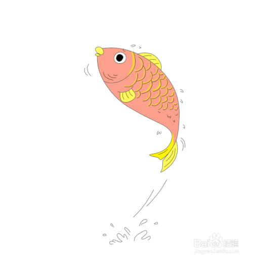 简笔画-如何画跃出水面的鲤鱼