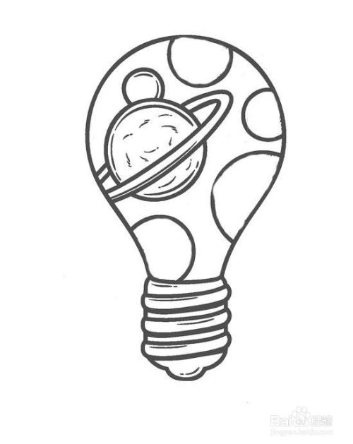 儿童简笔画-可爱卡通的创意灯泡简笔画法
