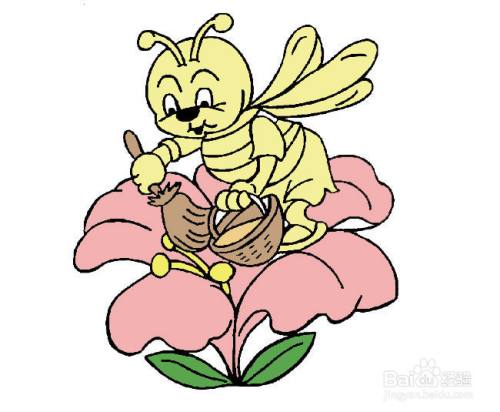采花粉的蜜蜂的简笔画