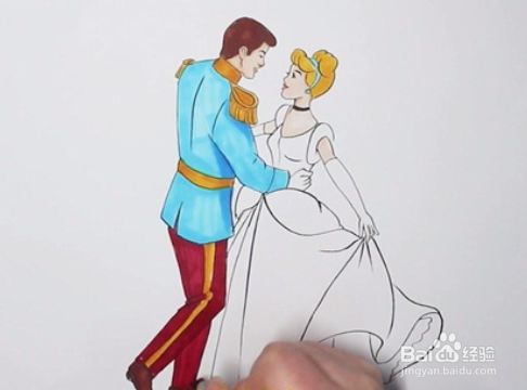 灰姑娘和王子怎么画