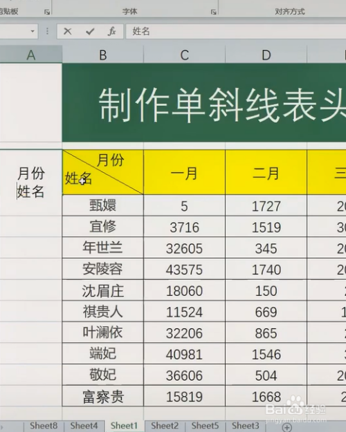 excel如何制作单斜线表头