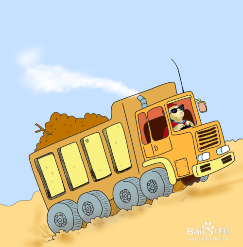简笔画--如何画在爬坡的泥头车
