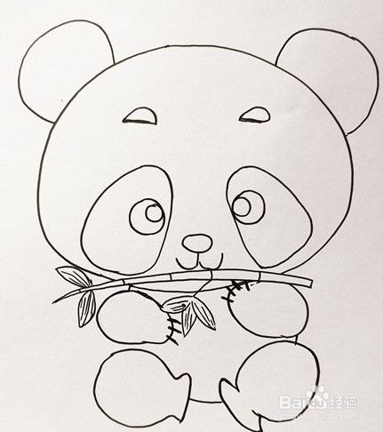 简笔画系列-怎么画抱着竹子的熊猫简笔画