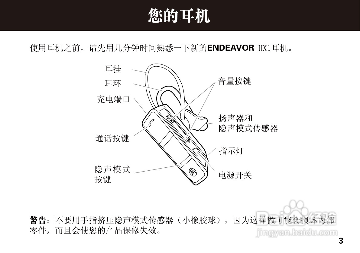 摩托罗拉hx1蓝牙耳机使用说明书:[1]