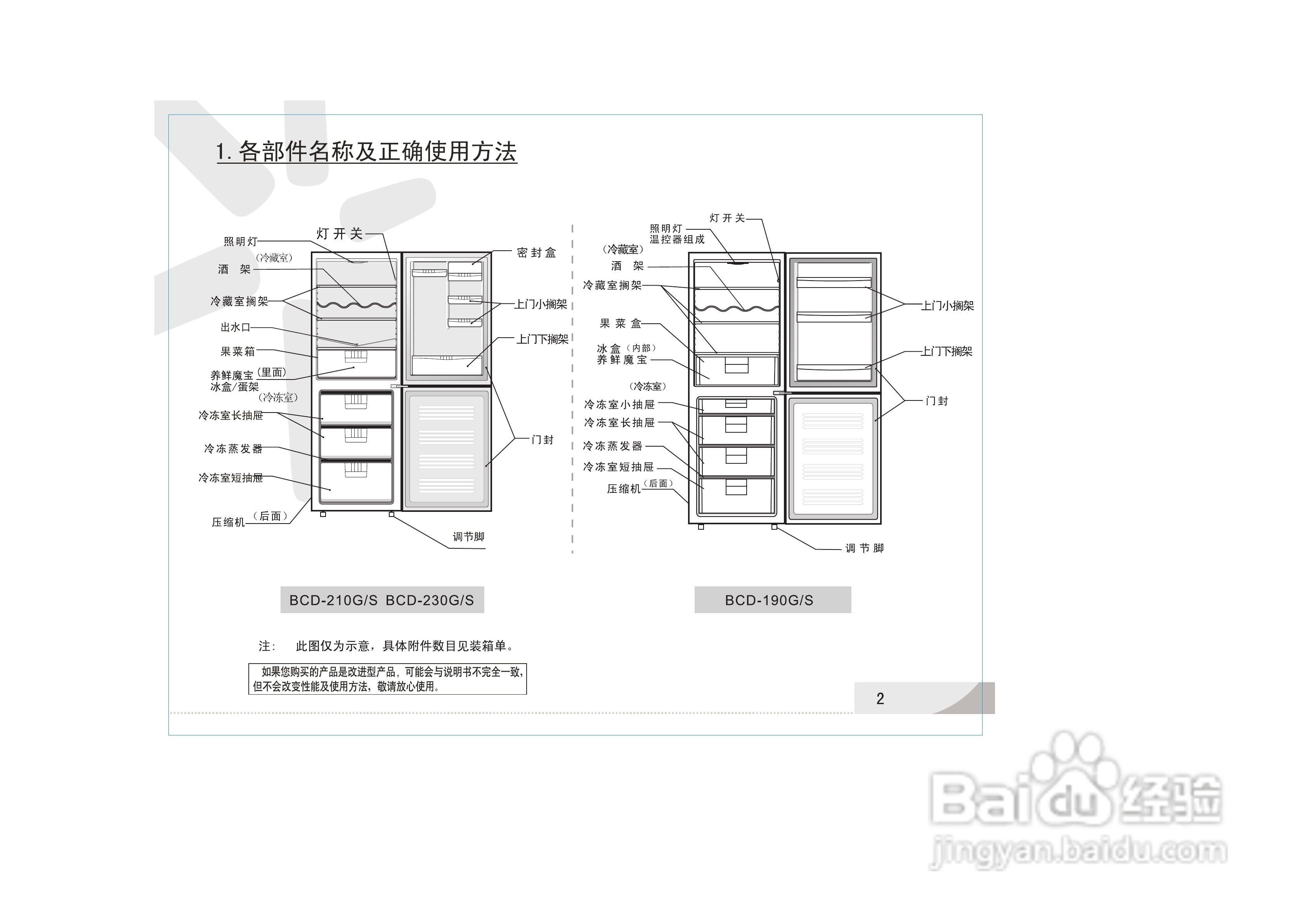 容声冰箱bcd-230g/s型使用说明书