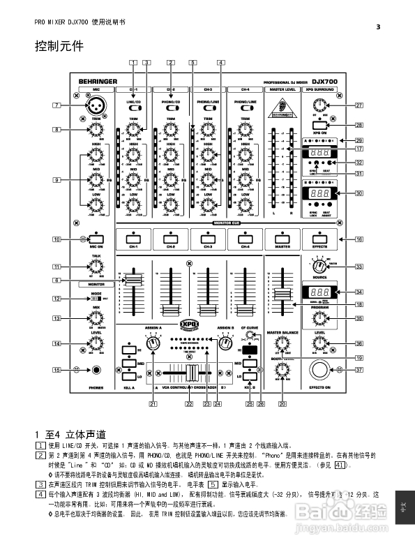 behringer pro mixer djx700调音台使用说明书