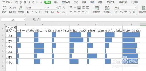 excel表格中如何用数据条来表示进度的完成率?