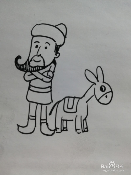 怎么画阿凡提和小毛驴的简笔画