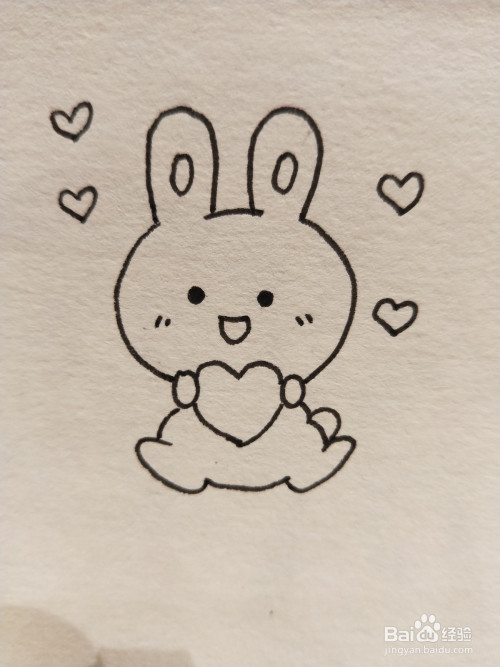 怎样画简笔画——爱心小兔子