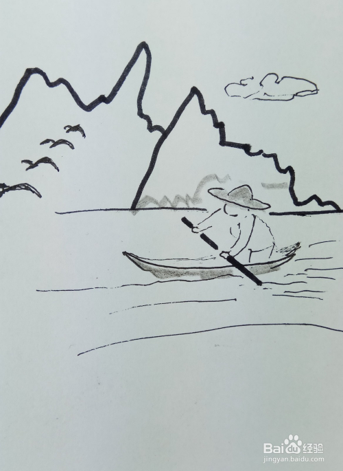 怎样画儿童简笔画湖中泛舟?