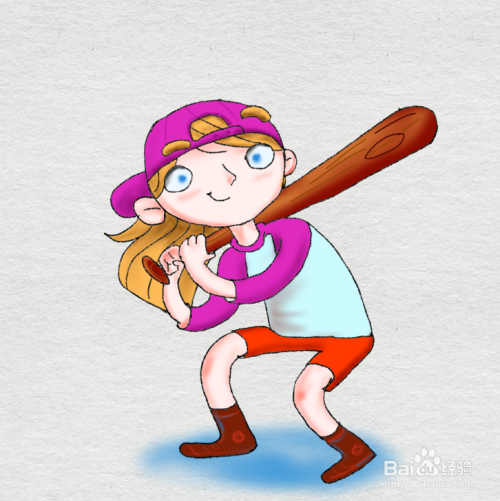 简笔画--如何画在打棒球的小女孩