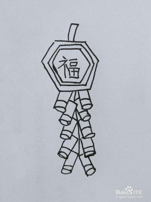 怎样画鞭炮挂件?