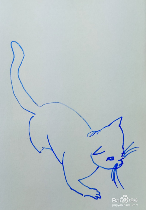 怎样画儿童简笔画警惕的花猫?