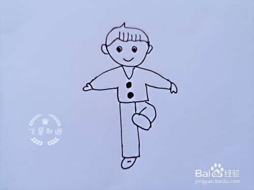儿童简笔画 如何画一个踢毽子的男孩
