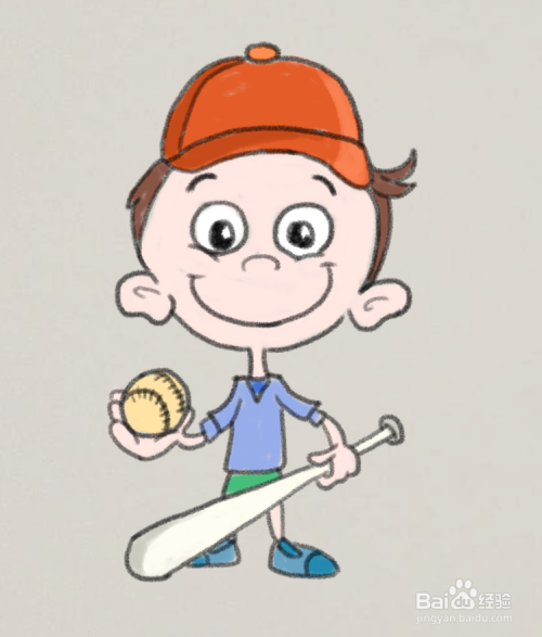 打棒球的小男孩怎么画