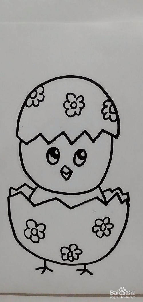 儿童简笔画教程蛋壳里的小鸡