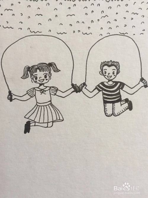 简笔画教程之如何画跳跳绳的孩子