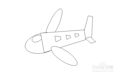 最后用一个梯形和小四边形把飞机的尾部画出来,这样我们就