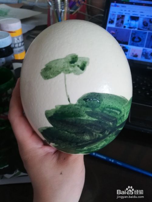 怎么画在鸵鸟蛋上画荷花