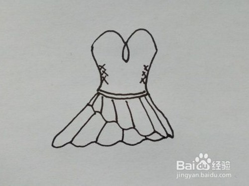 简笔画:如何一步一步画一件漂亮的公主裙