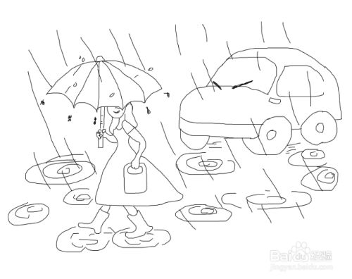 下雨的情景怎么画简单又好看