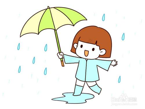 下雨天快乐的小女孩简笔画怎么画