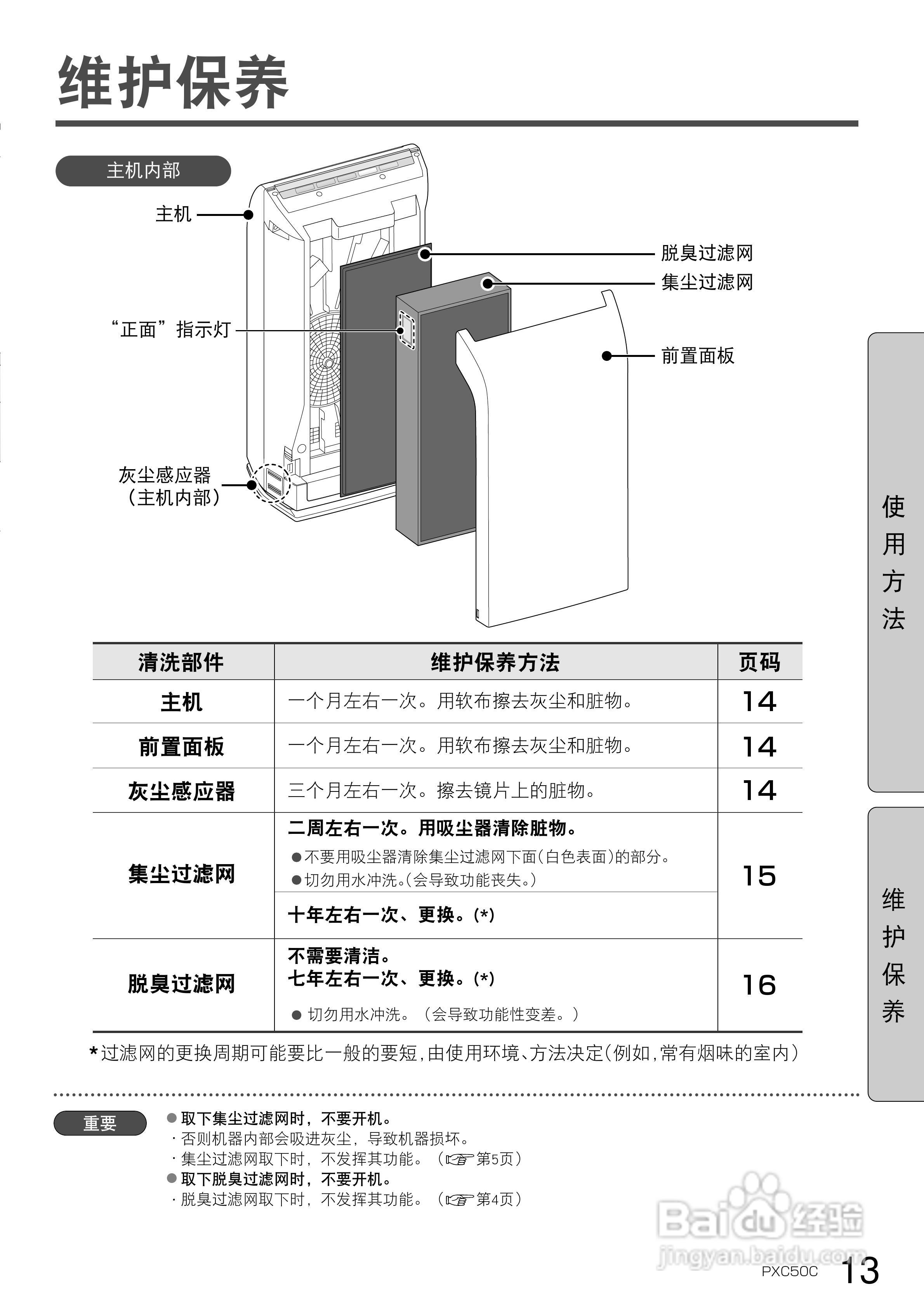 松下f-pxc50c-w/p/a空气净化器使用说明书