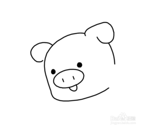 卡通简笔画:玩水的小猪