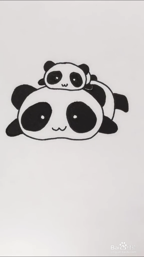 两只熊猫的简笔画怎样画?