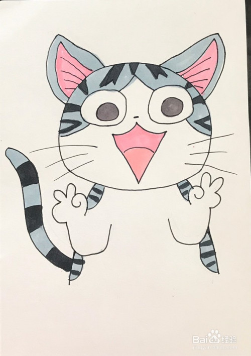怎么画可爱的卡通彩色小猫咪