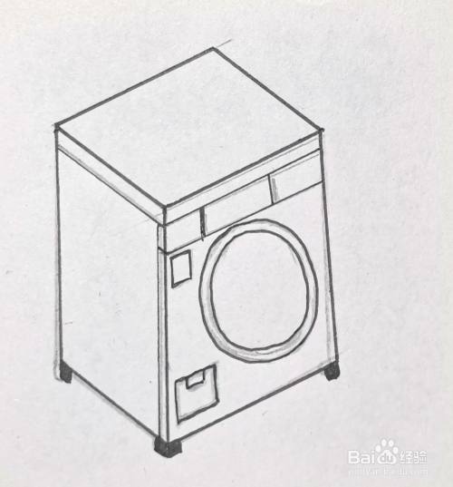 画一台白色的洗衣机