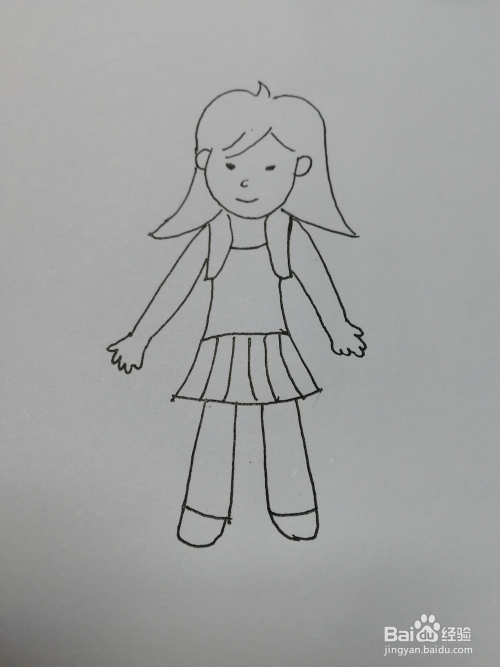如何画一个穿着可爱裙子的小女孩