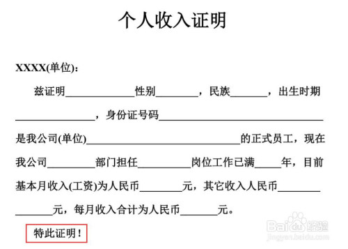 个人收入证明怎么开?