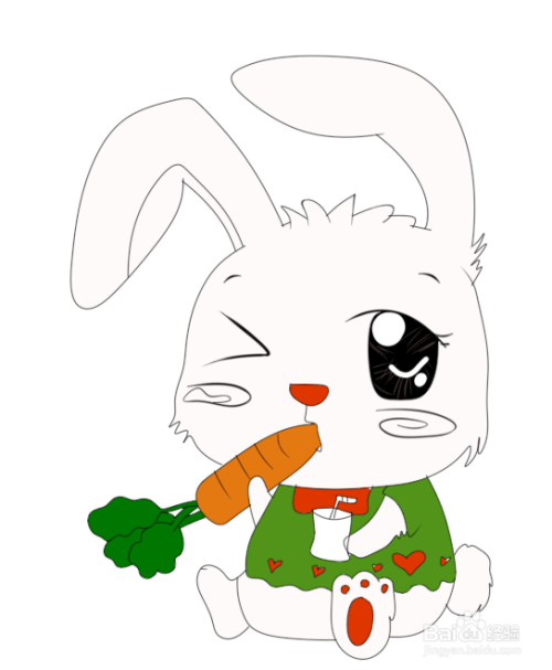 简笔画---吃萝卜的小白兔画法