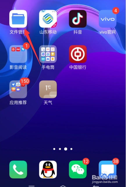 点击vivo手机的文件管理选项.