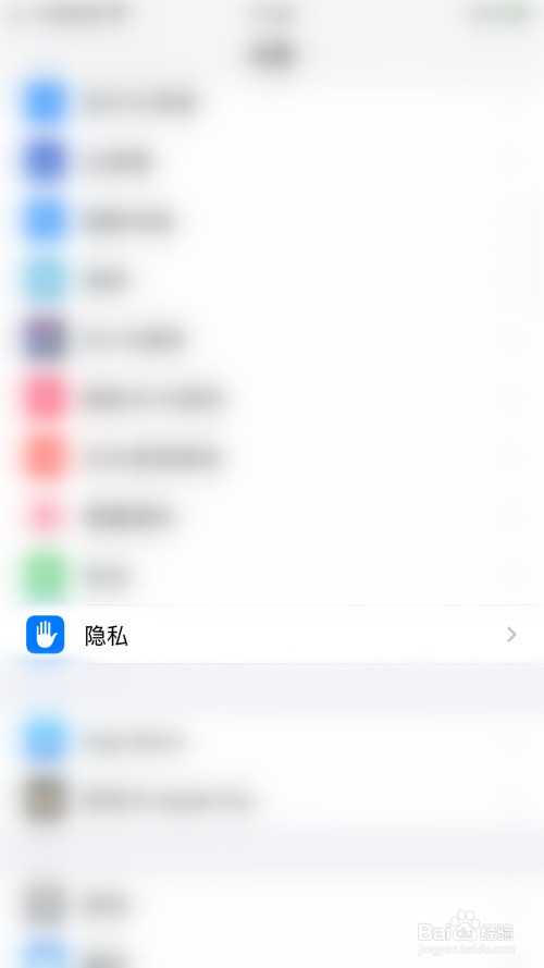 设置界面点击 "隐私"打开隐私界面