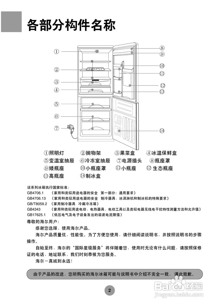 海尔冰箱bcd-218c/lb型说明书[1]