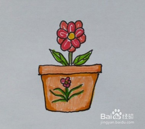 儿童简笔画:如何一步一步画花卉盆景