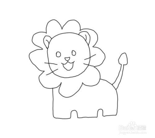 怎么画儿童彩色简笔画卡通动物小狮子?