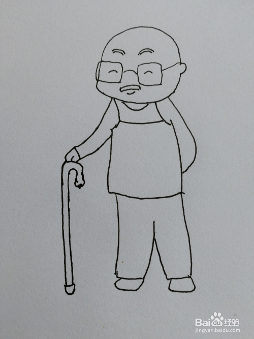 爷爷篇—如何画一个拄着拐杖的老爷爷