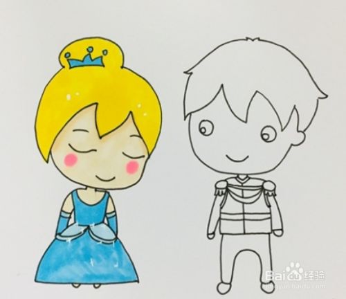 灰姑娘和王子怎么画