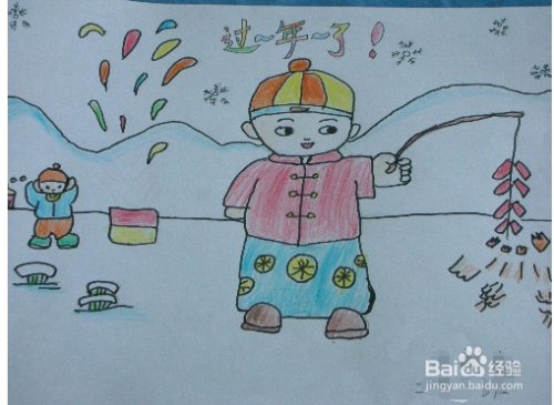 快乐过寒假儿童画怎么画?
