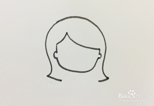 1,先画出老师的头发和脸部的轮廓,画出斜刘海.